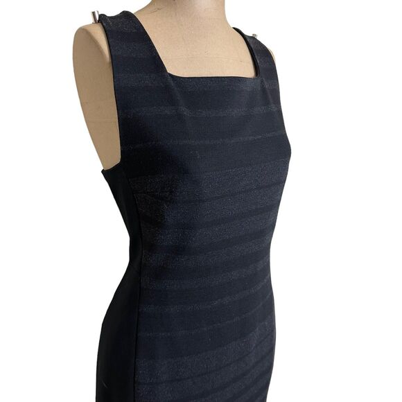 Eileen Fisher Mini Dress Sleeveless Square Neck Black & Gray Knit Sheath size 6 - Picture 6 of 12